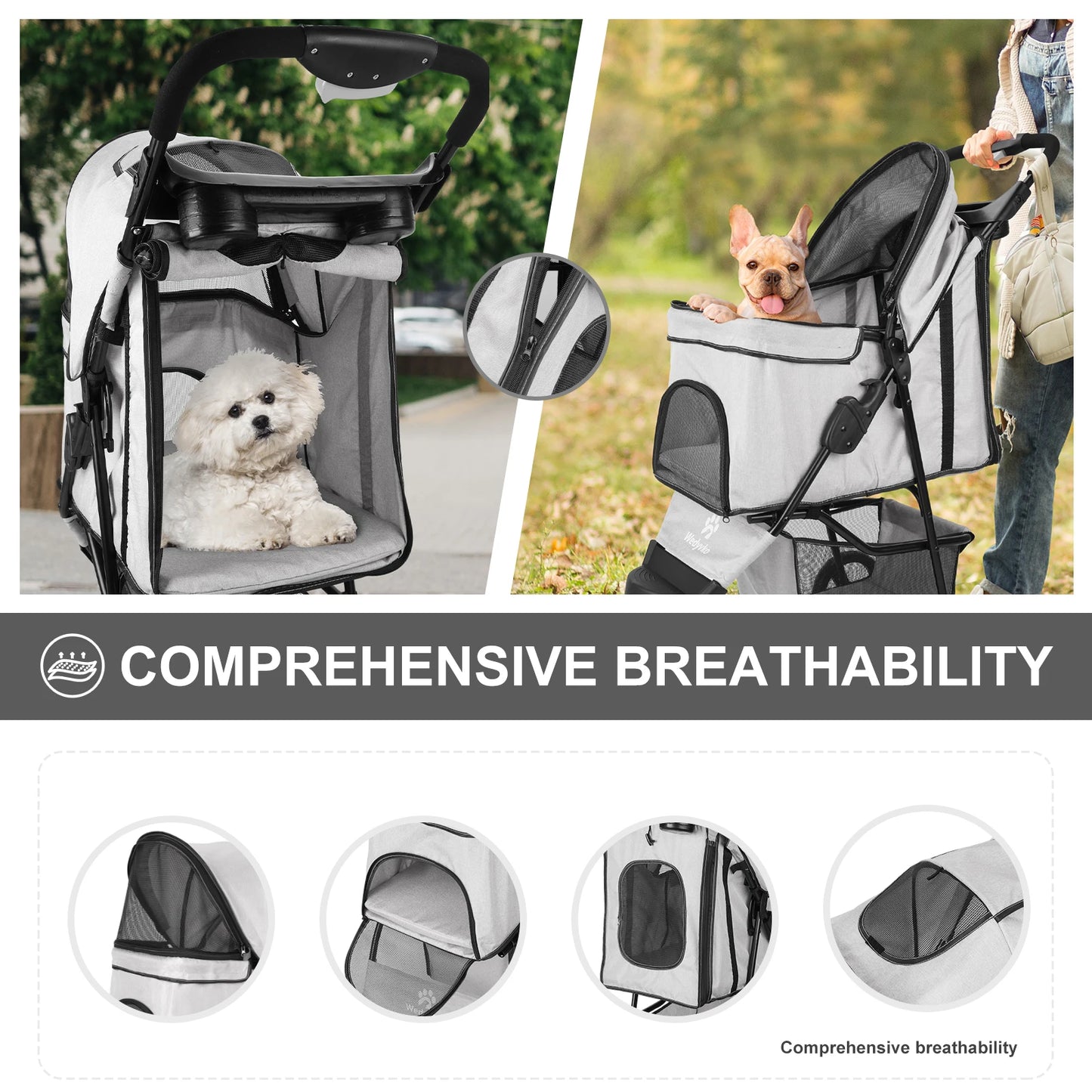 Faltbarer Hunde-Kinderwagen für Hunde – Universeller Outdoor-Wanderwagen für alle Jahreszeiten