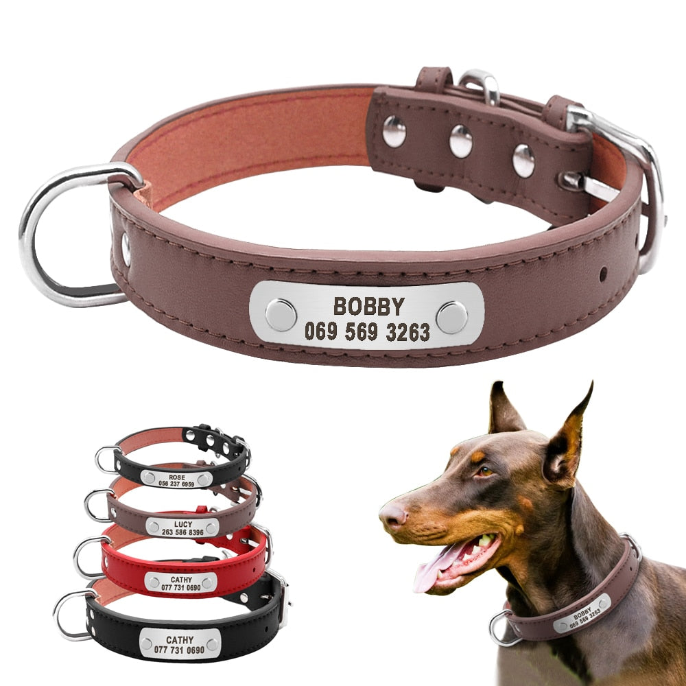 Personalisierbares Leder Hundehalsband, Gravur
