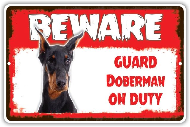 Doberman Pinschers Vintage Metallschilder "Beware", "Warning", "Danger"