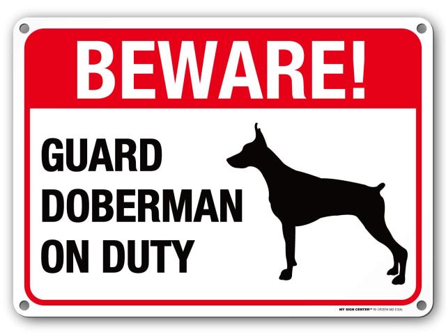 Doberman Pinschers Vintage Metallschilder "Beware", "Warning", "Danger"