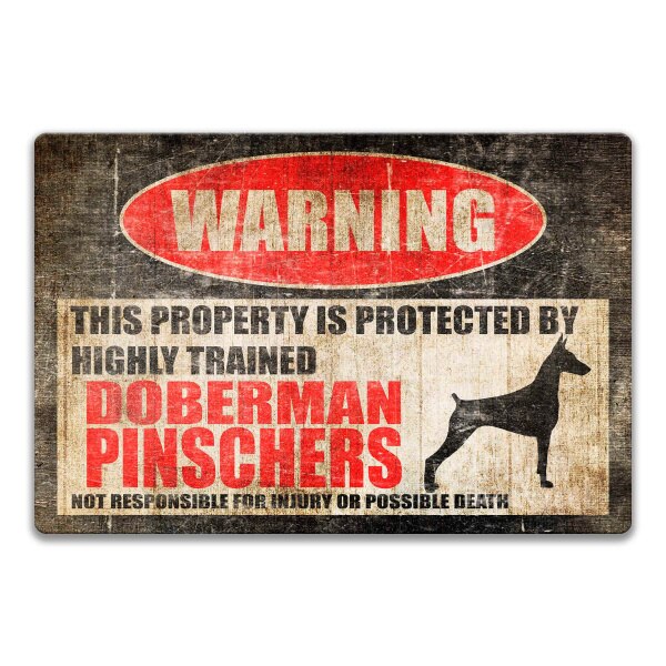 Doberman Pinschers Vintage Metallschilder "Beware", "Warning", "Danger"